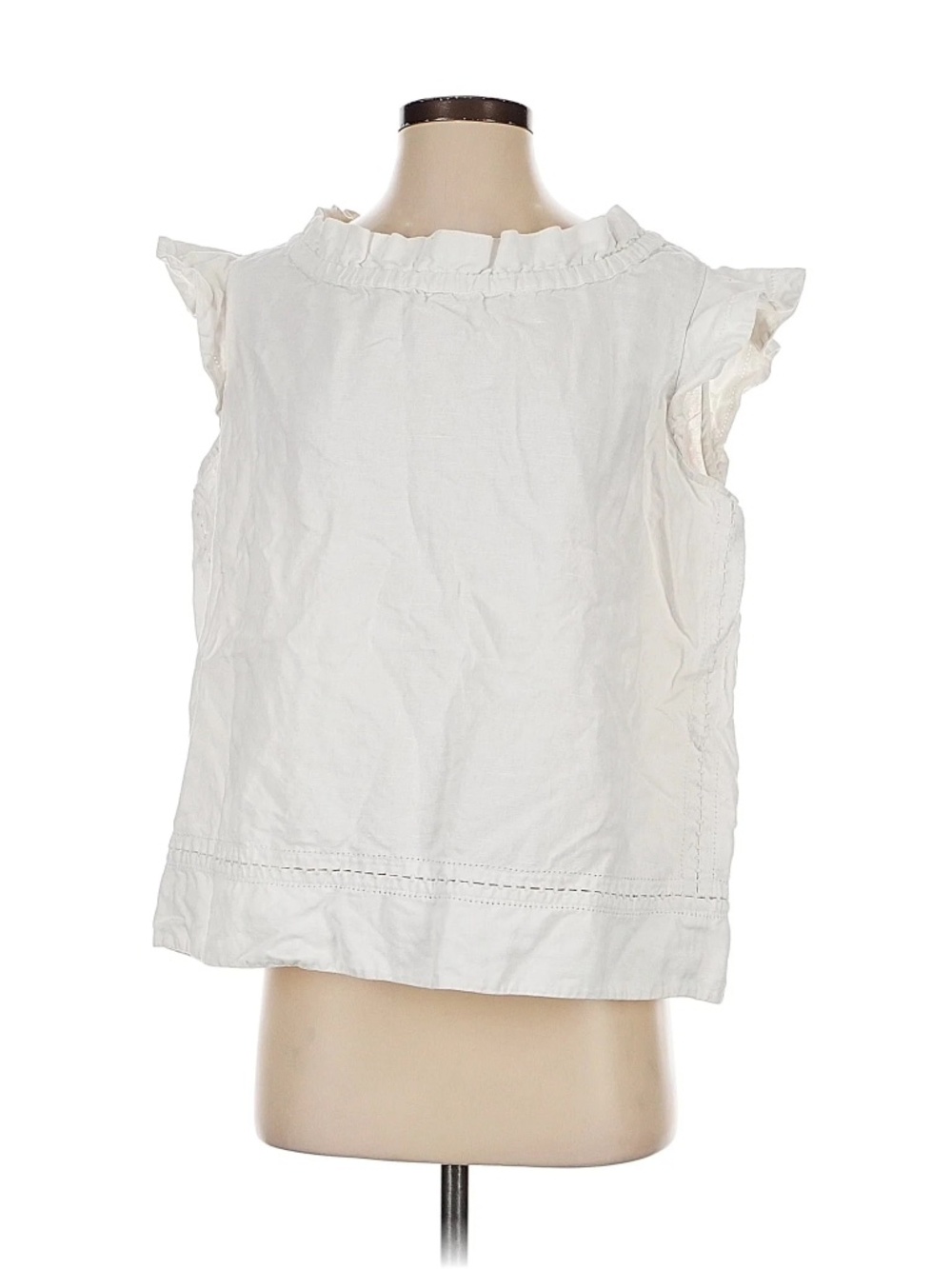 Sea New York White Ruffle Button Back Blouse Top Size 4